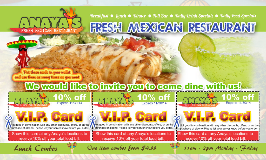 Anaya's Fresh Mexican Restaurant's Customer VIP cards